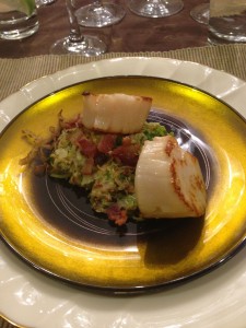 scallops with brussel sprout slaw