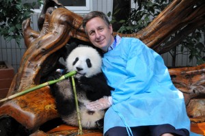 Jim with a baby panda
