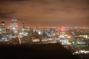 night time view of London from the Shangri-la at the Shard