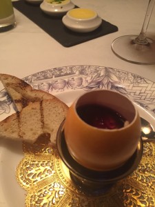 foie gras mousse in an egg