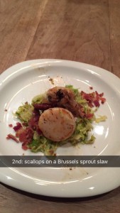scallops on brussel  sprout slaw