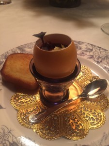 golden egg with foie gras mousse